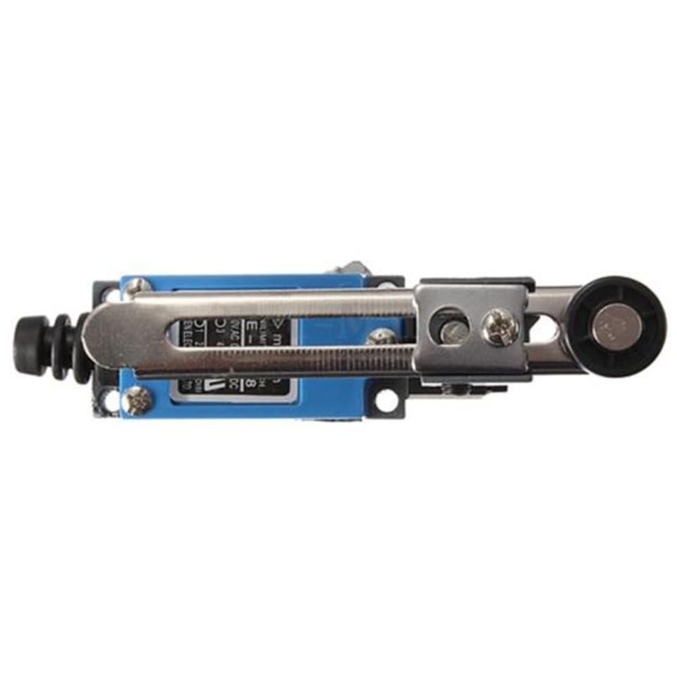 A ME-8108 limit switch, featuring a rotary adjustable roller lever arm for precise control.