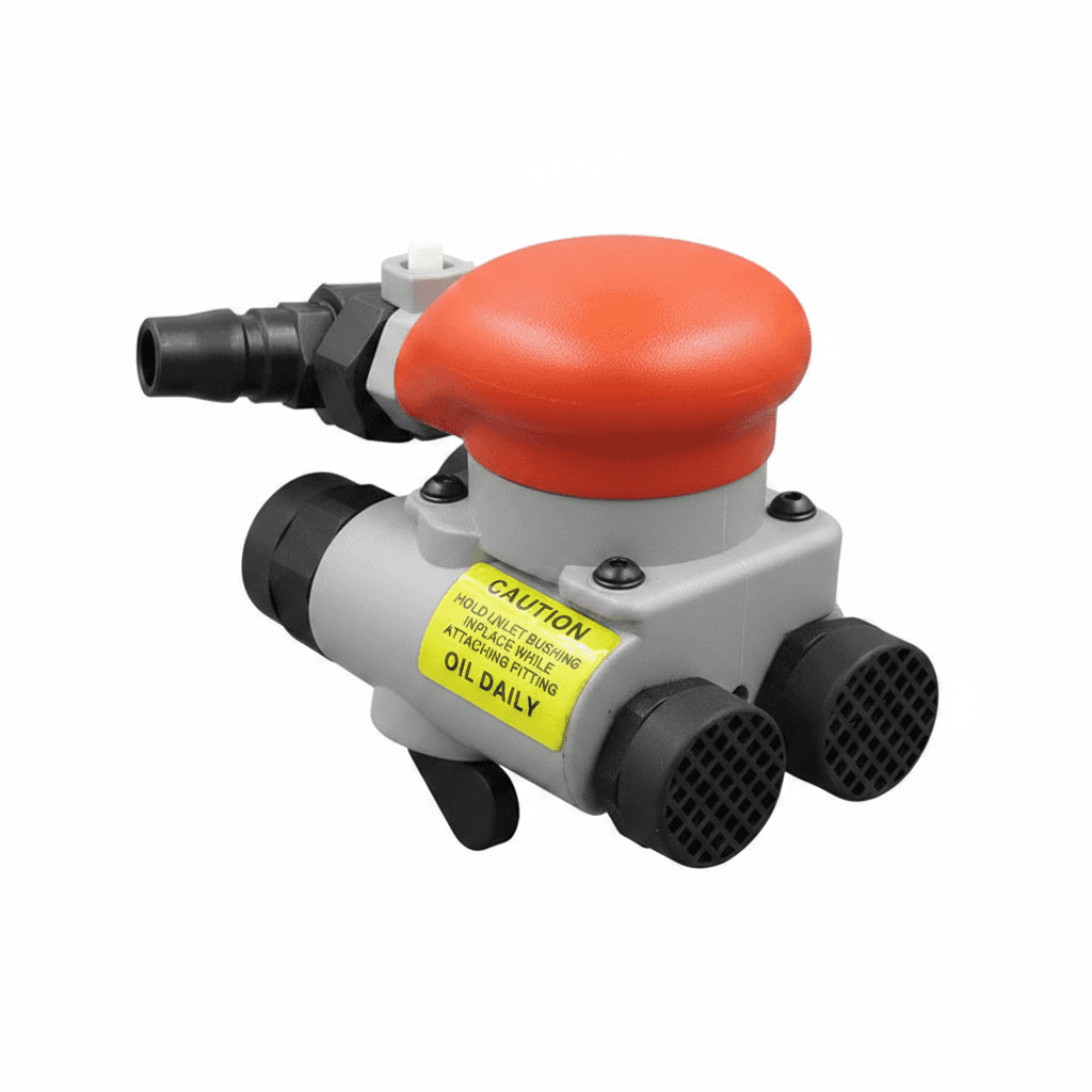 A compact pneumatic finger belt sander, 75x100mm, made of alloy steel, designed for precision sanding wood.