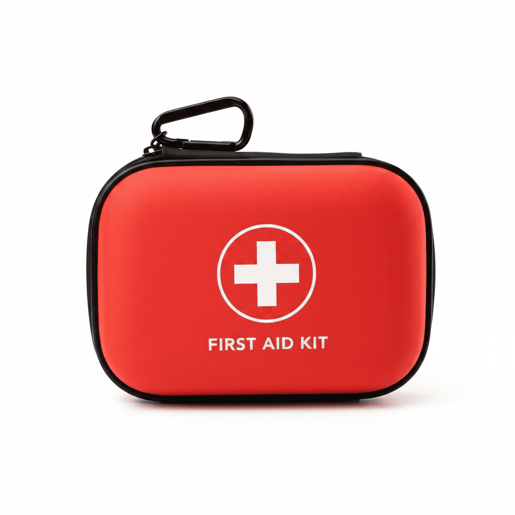 First Aid Kit, a compact red pouch with a white cross.