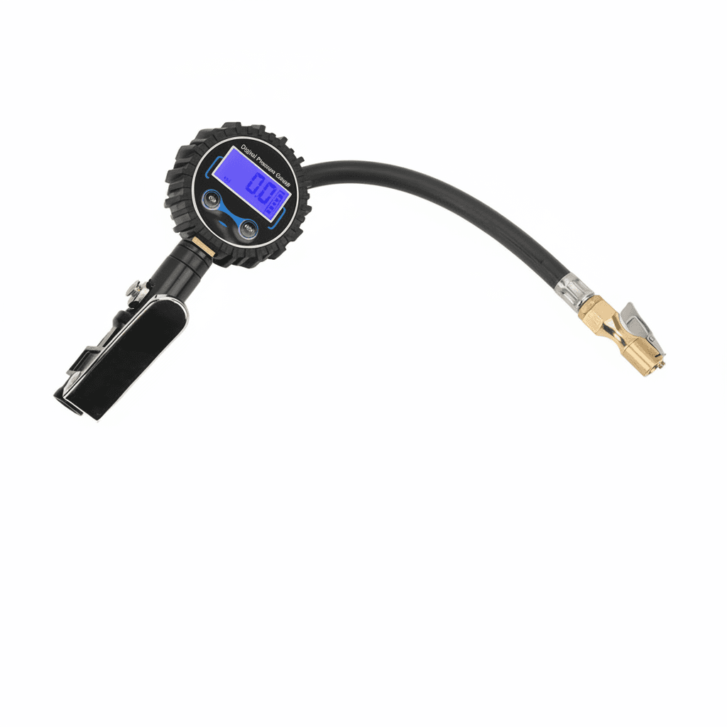Digital tyre inflator, a compact device for vehicle tyres.