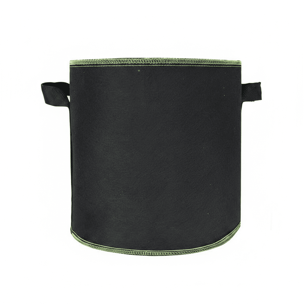 Plant Grow Bags: a single, empty fabric grow bag.