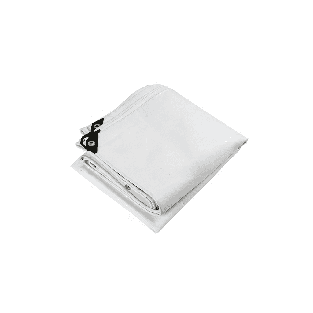 Large White Tarpaulin, neatly folded and ready for use.