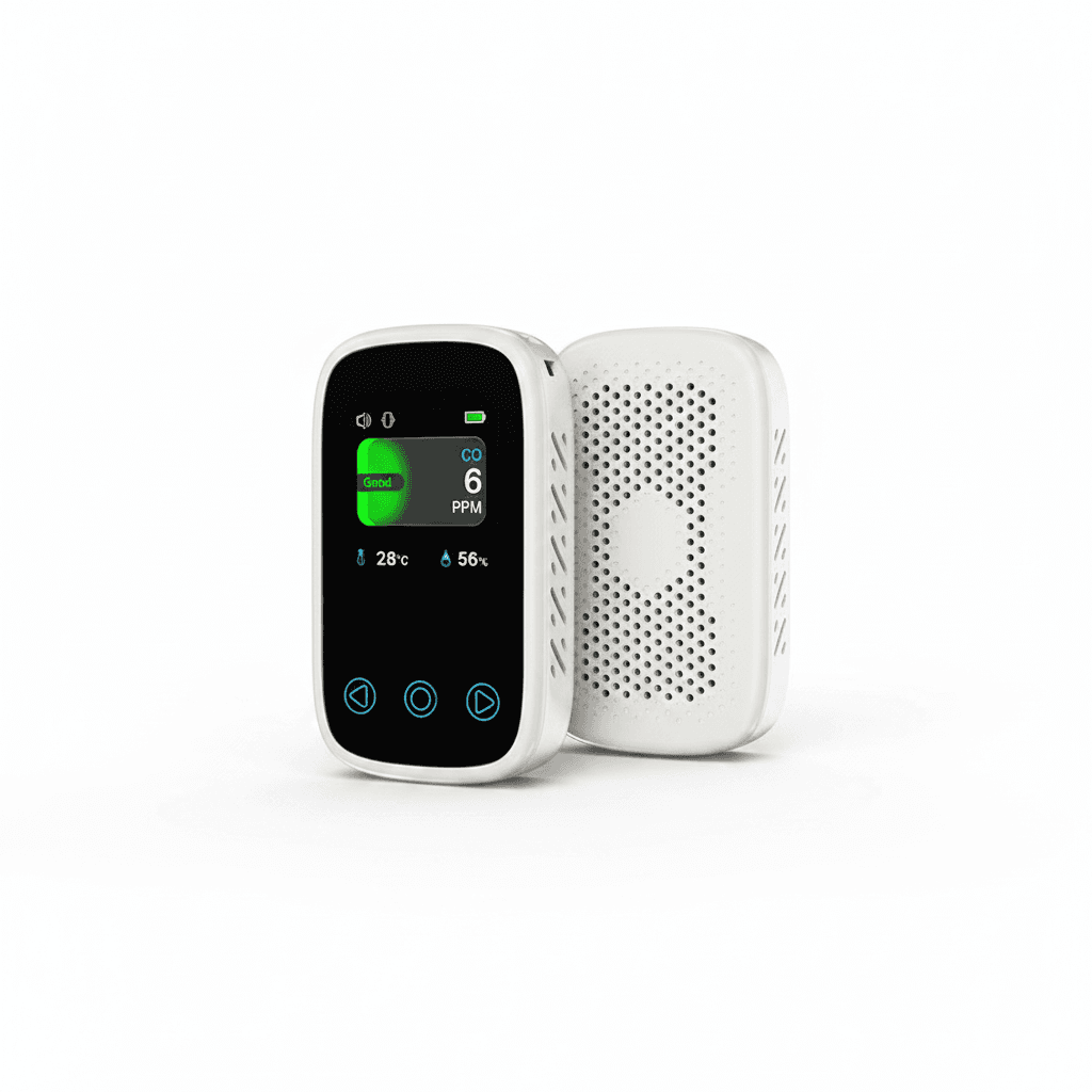 Portable Carbon Monoxide Detector, front view.