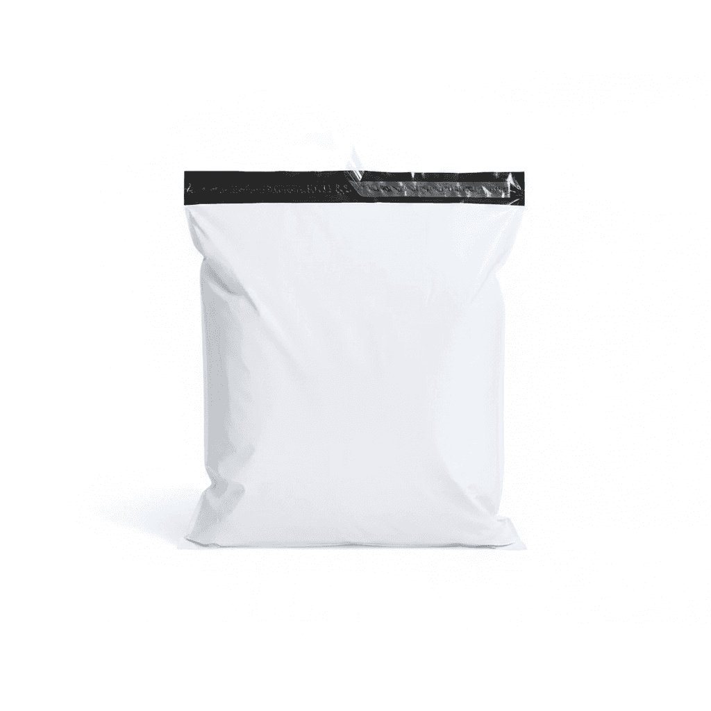Logo poly bags for mailing, plain product shot.
