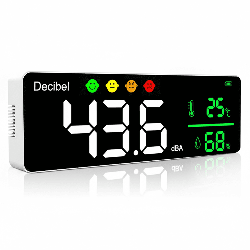 Decibel Meter | Large LED Display | Noise, Temp & Humidity Monitor
