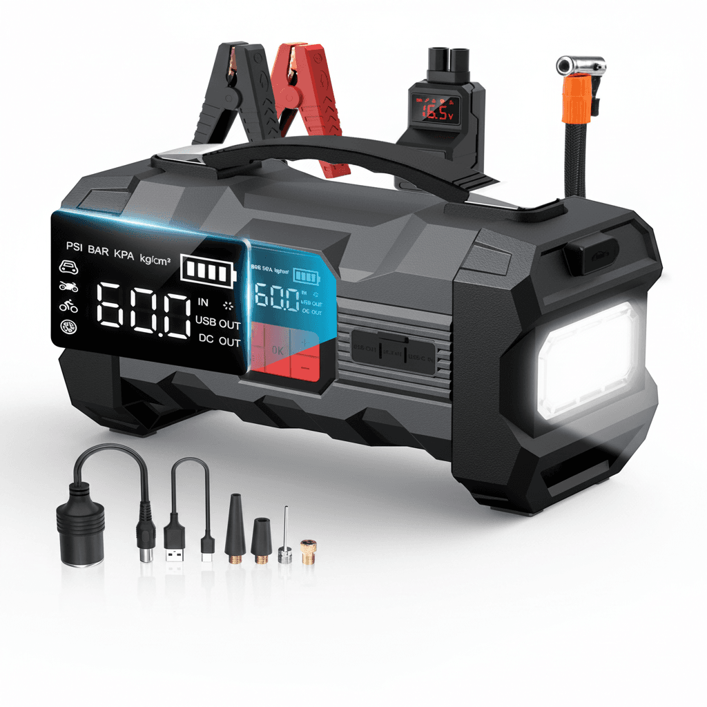 Premium Portable Power Bank, a compact jump starter device.