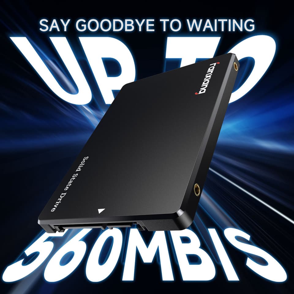 S101Q, a 2.5 inch SSD, shown from a slight angle, suitable for desktop PCs.
