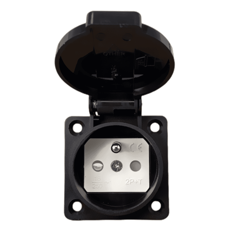 Black Blue Waterproof French Germany Industry Safety Outlet 16A 250V CE Cover Dustproof Power Connector AC Socket. This industrial plug socket provides robust power connections.