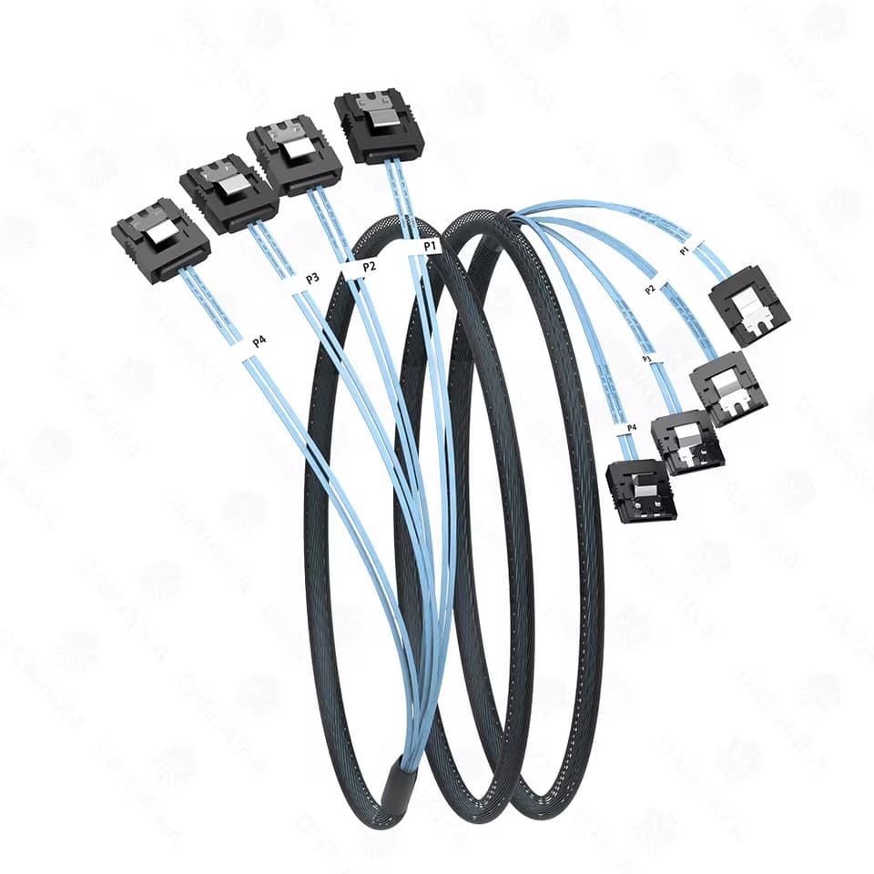 A set of SATA to SATA cables, 6 ports, SATA 3.0 date cable 7-pin for server and NAS PC.
