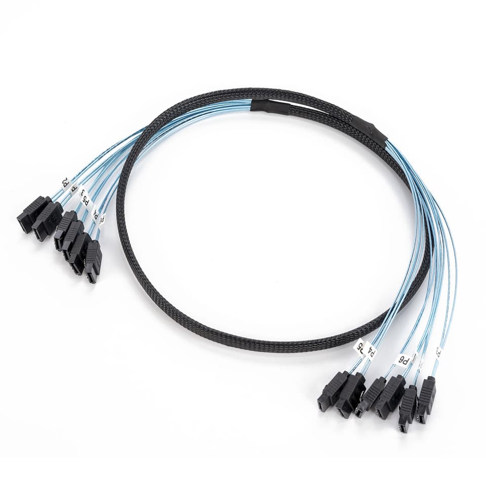 A set of 4/6/8Pcs 7 Pin SATA to 7 Pin SAS cables, essential for high-speed data transfer as a sata cable.