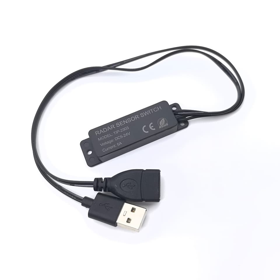 A compact DC 5-24V 5.8G microwave radar capacitive sensor switch controller for PWM LED monochrome bar lights.