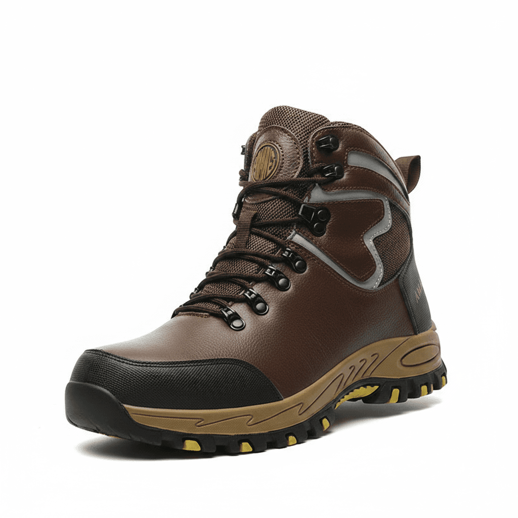 Steel Toe Safety Wellington Boots, a pair of black wellington boots.