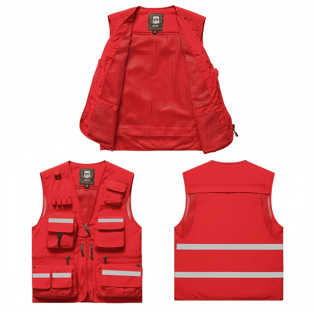 Hi Vis Vest: multiple views of the same vest with a brand tag.
