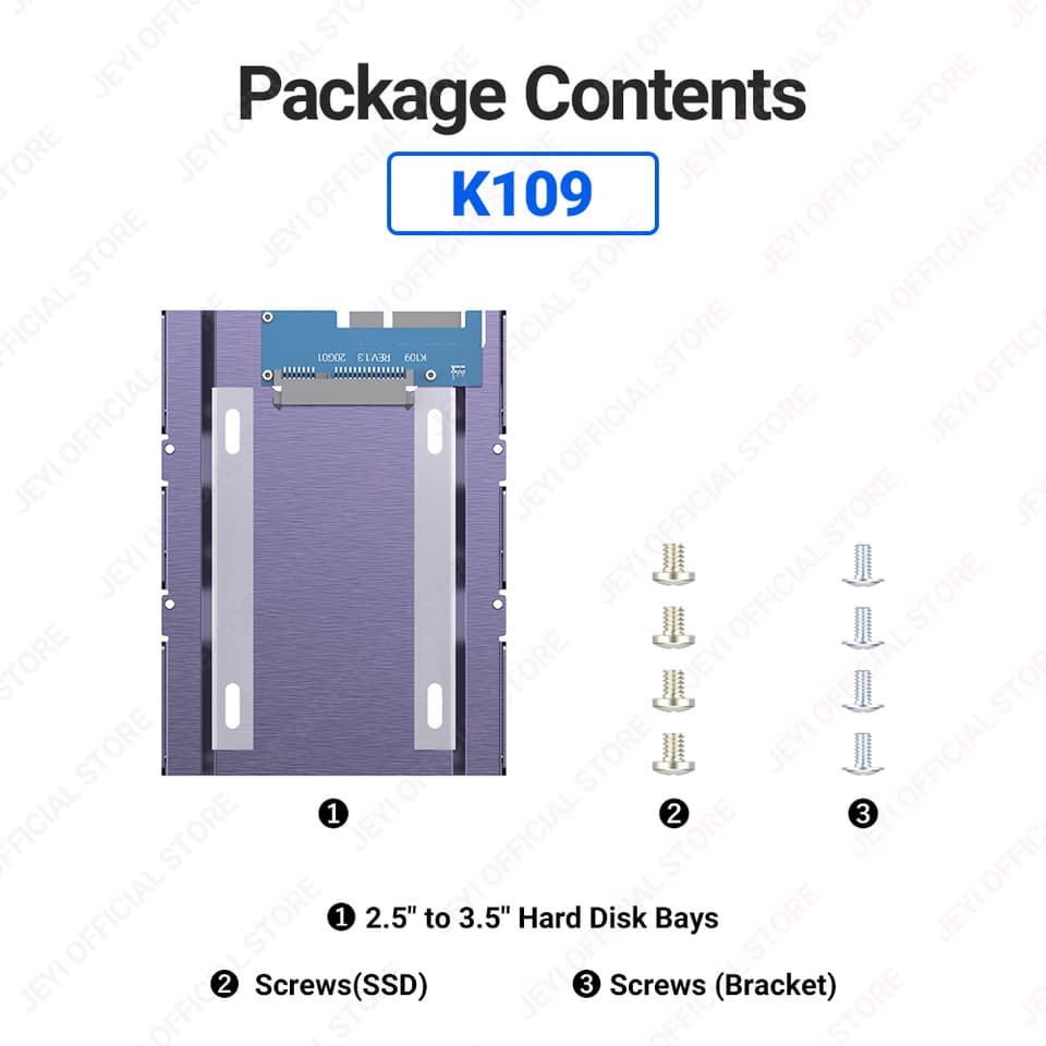 Drive Caddy | 2.5 to 3.5 Inch Bay Adapter | For SSD & HDD Mounting