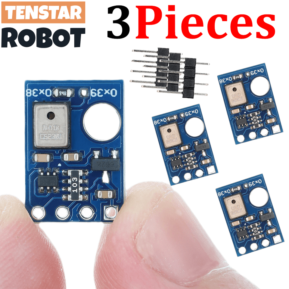 AHT10 high precision digital temperature and humidity sensor module with I2C interface.