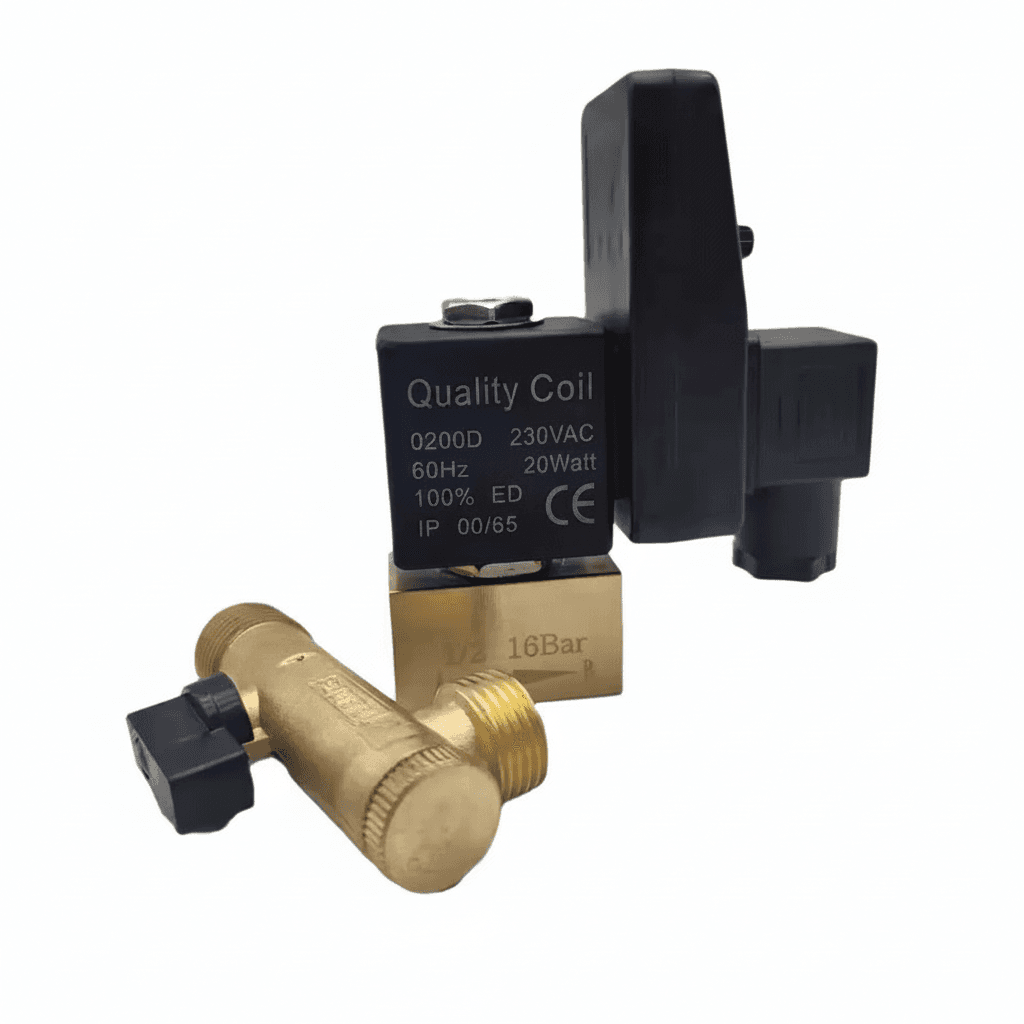 1/2" Electronic Lockshield Valve | Air Compressor Drain | 220V - Image 1