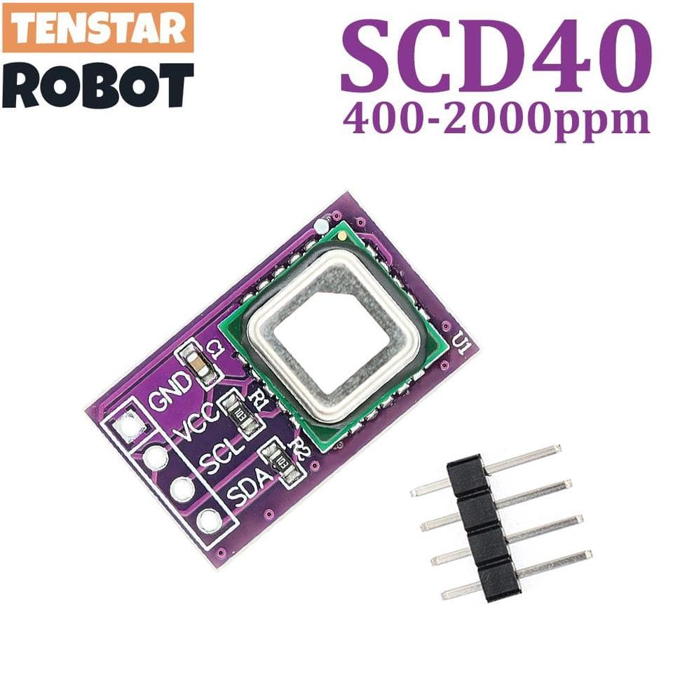 SCD40/SCD41 gas sensor module for CO2, temperature, and humidity sensing via I2C.