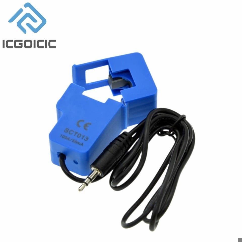 SCT-013-000 30A 50A 100A open-close current transformer, a non-invasive AC current sensor with split core design.