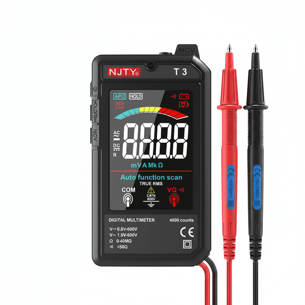 T3 Mini Digital Multimeter | USB Rechargeable, 4000 Counts | Auto Ranging, NCV