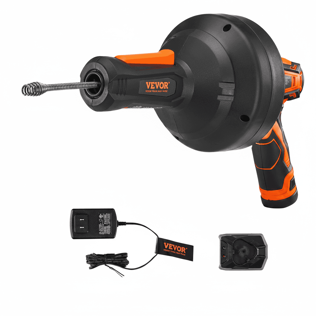 12V Cordless Drain Snake | 25ft Auto-Feed Plumbing Auger | Clog Remover 2.0Ah - Image 1