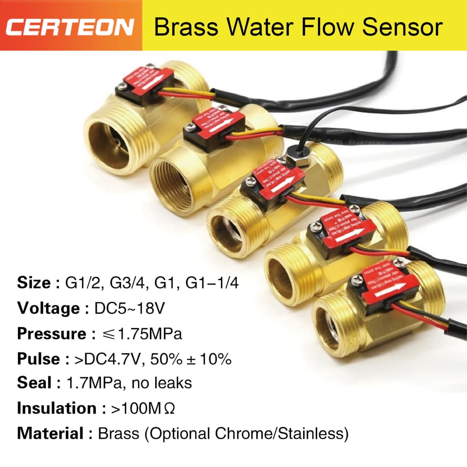 Brass Hall effect flow meter for precise liquid flow rate sensing and digital monitoring, a robust flow sensor.