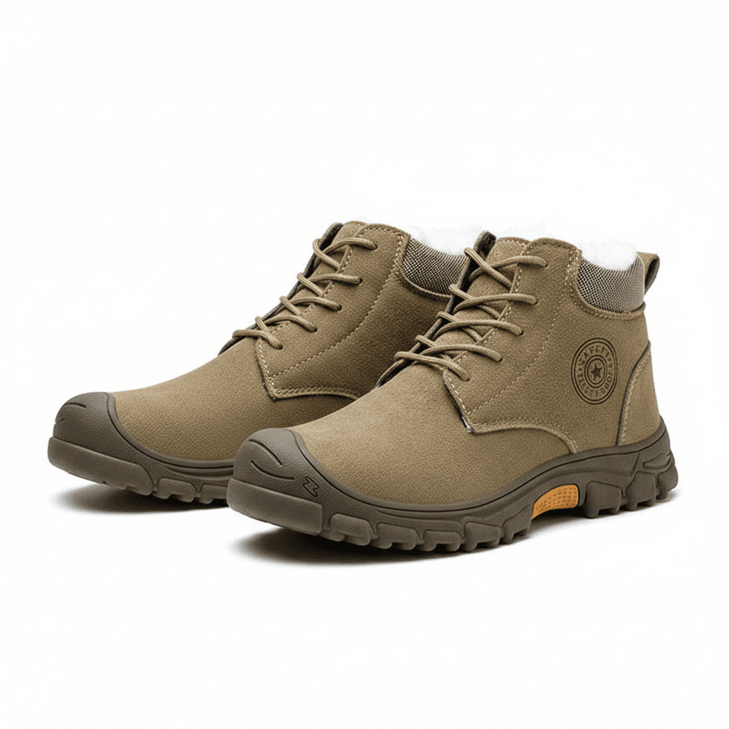 Men's steel toe cap boots, a single boot shown clearly.