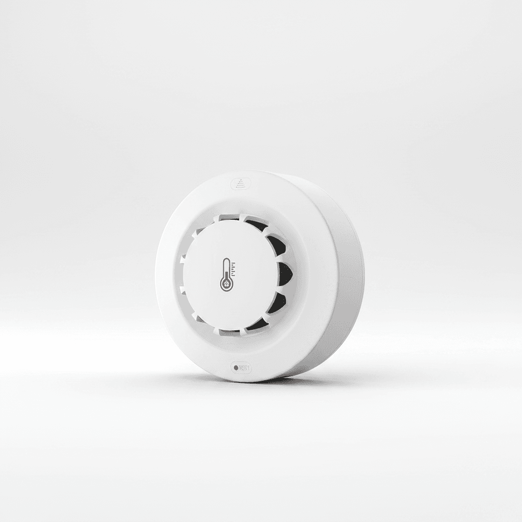 WiFi Smoke Detector & Temperature/Humidity Sensor, front view.