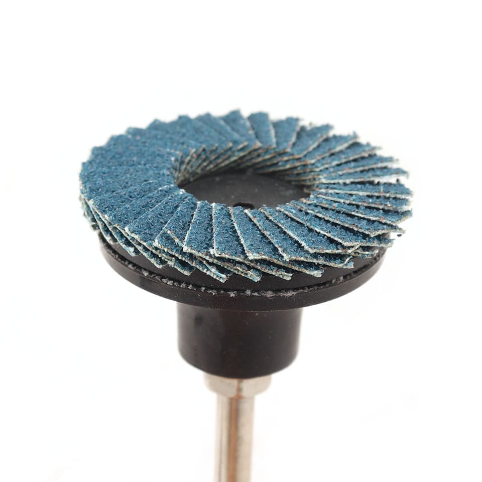 A SIFANG 2 inch R-type abrasive disc sanding drum with roll lock for quick change rotary tool use.