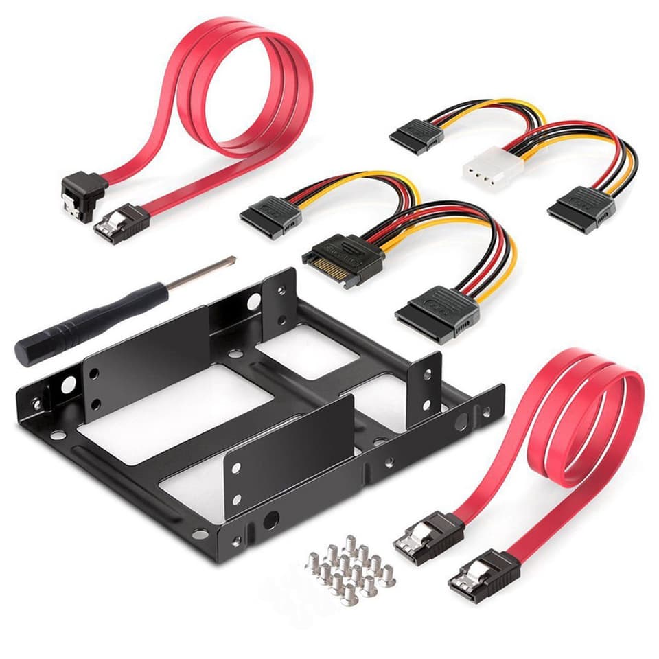 Bay 2.5 to 3.5 Bracket | Includes SATA Cable Set | Metal SSD Mount