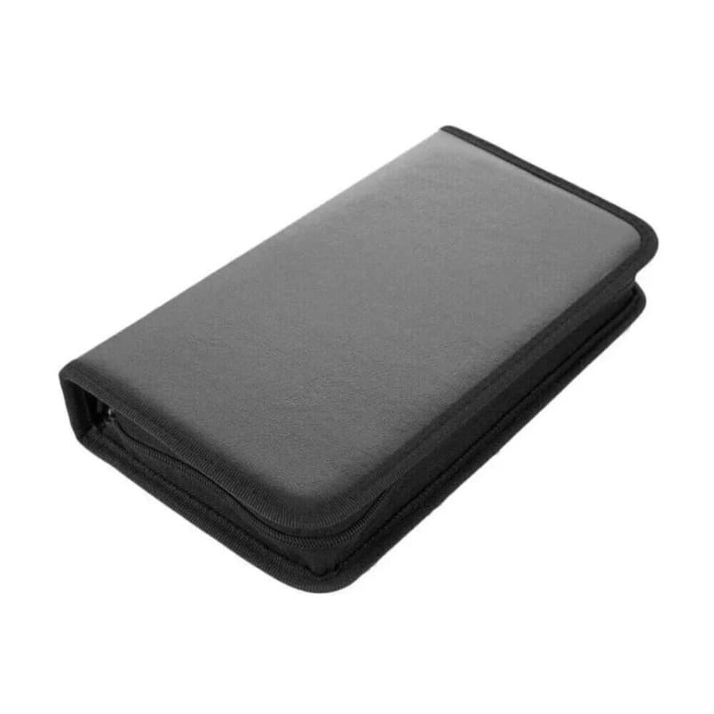 Black cdbag 80 Discs DVD CD Storage Wallet with a double-sided zipper case, ideal for multi-purpose media organization.