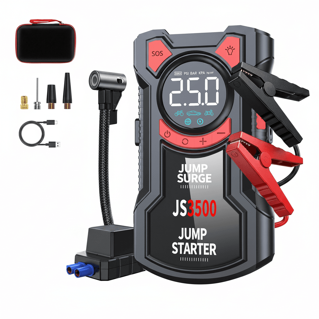5-in-1 Car Tyre Inflator Digital, the product itself.