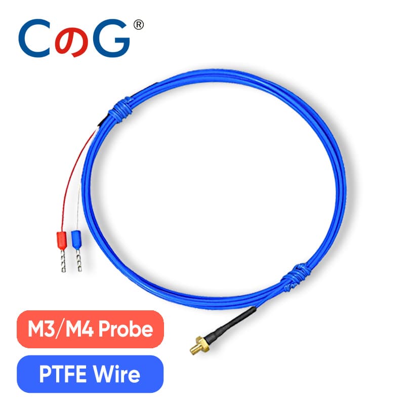 CG K Type M3/M4 3D printer thermocouple with a copper probe and 0.5/1M high-precision waterproof PTFE cable.