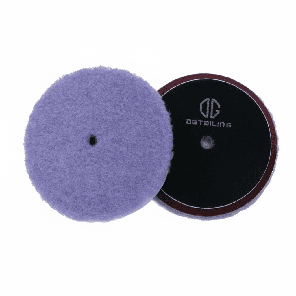 DETAILING 3, 5, and 6 inch wool felt polishing pads for car polisher, effective for removing scratches.
