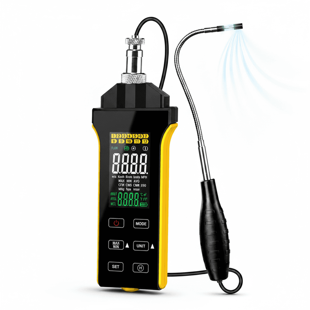 Digital Hot Wire Anemometer, front view.