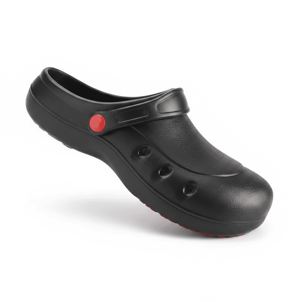 Safety Toe Wellington Boots, a pair of black boots.