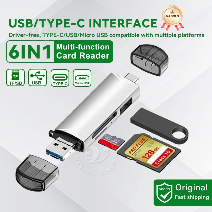 6-in-1 OTG Multifunction USB 3.0 Card Reader U Disk TYPE-C/USB/TF/SD Flash Drive memory card reader.