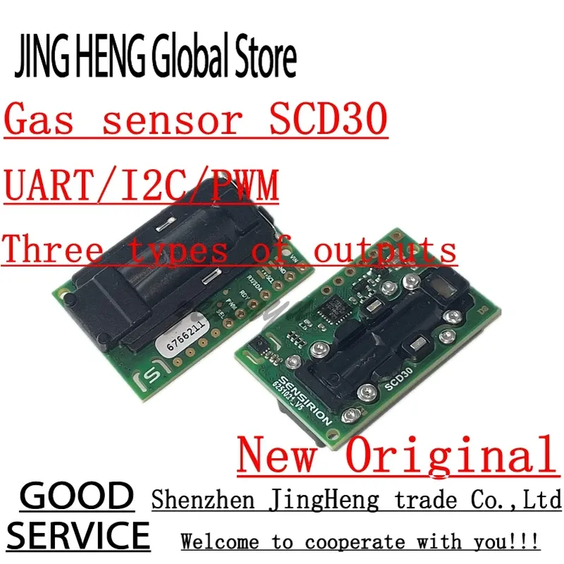 A SCD30 air quality sensor module for CO2, temperature, and humidity measurement, with a metallic casing.