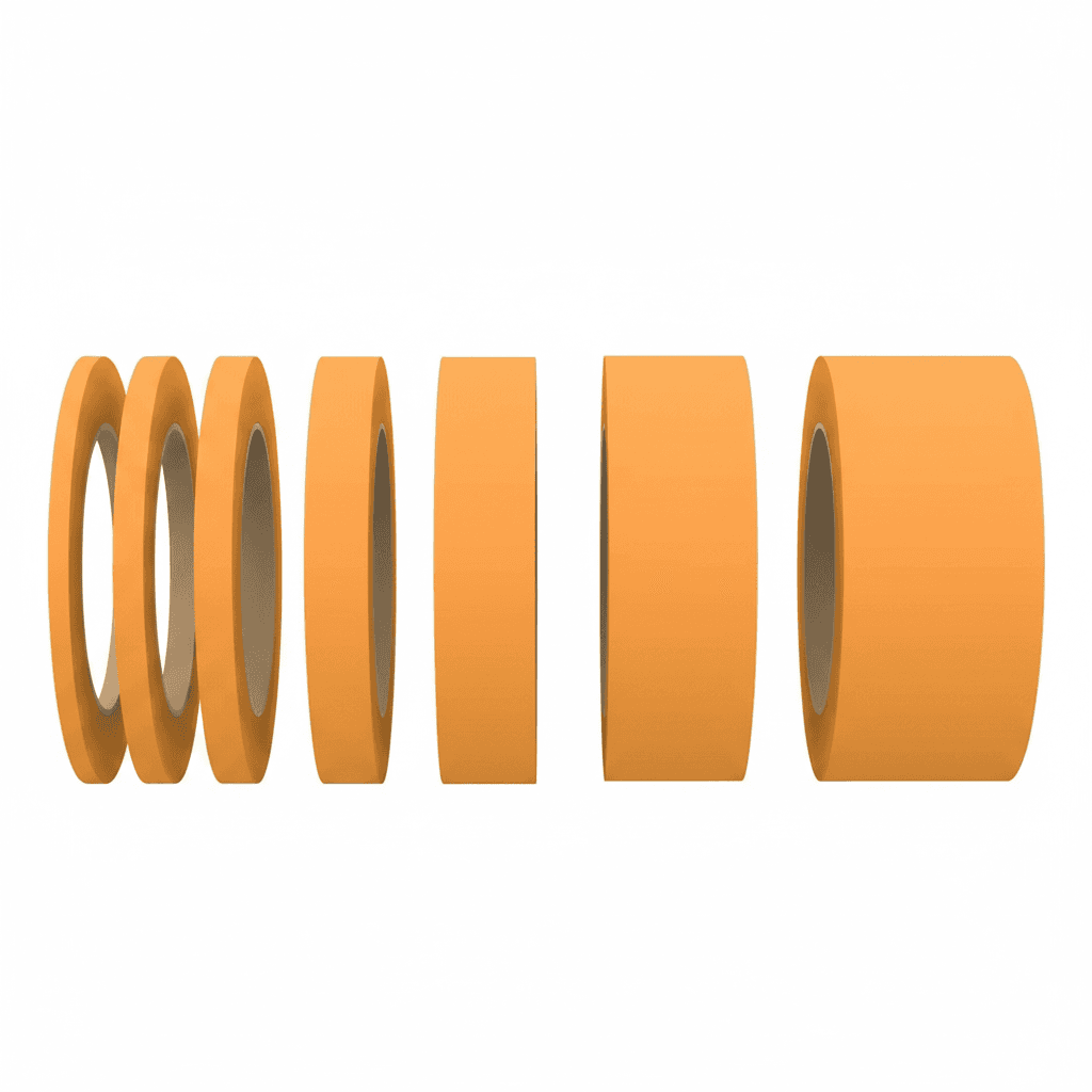 Masking tape roll, beige, on a white background.