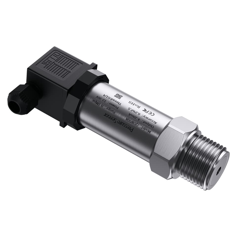 G1/2' pressure transducer, 4-20mA or 0-10V output, for oil, water, and gas, available in various pressure ranges.