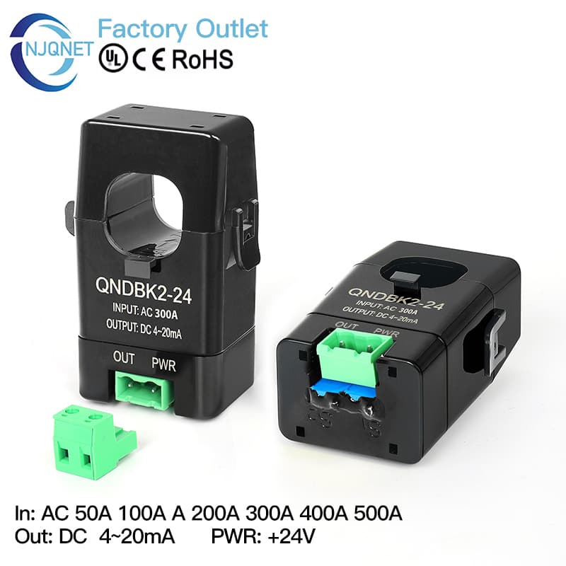 QNDBK2-24 AC 1A-100A 4-20mA split core current sensor transmitter clamp CT transducer.