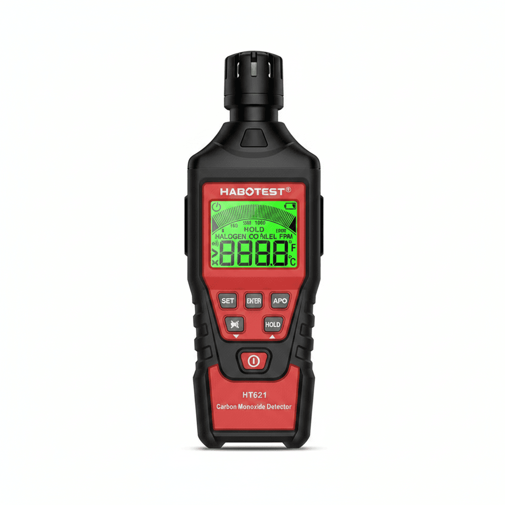 HABOTEST HT621 Carbon Monoxide Detector, front view.