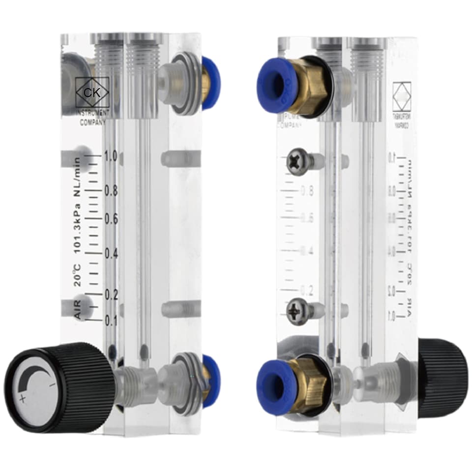 LZM-4T acrylic variable area flow meter, an adjustable panel mount gas rotameter for air flow rate control.