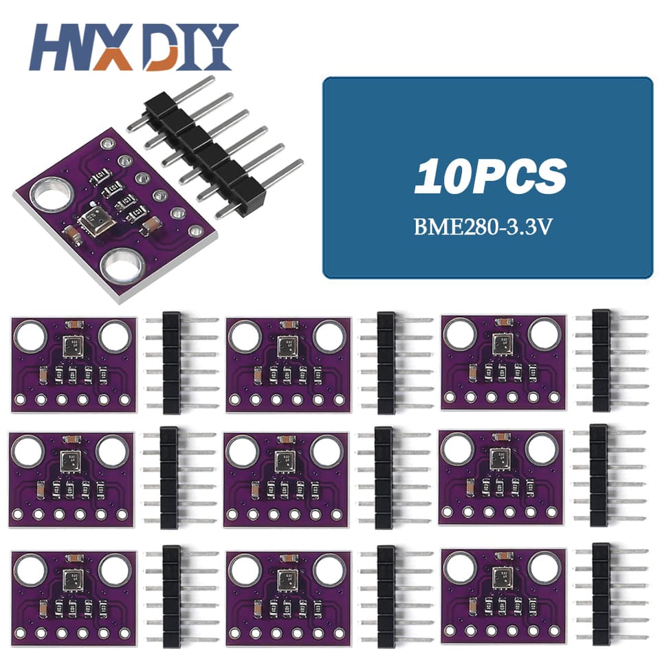 Multiple BME280 BMP280 digital temperature, humidity, and barometric pressure flow sensor modules.