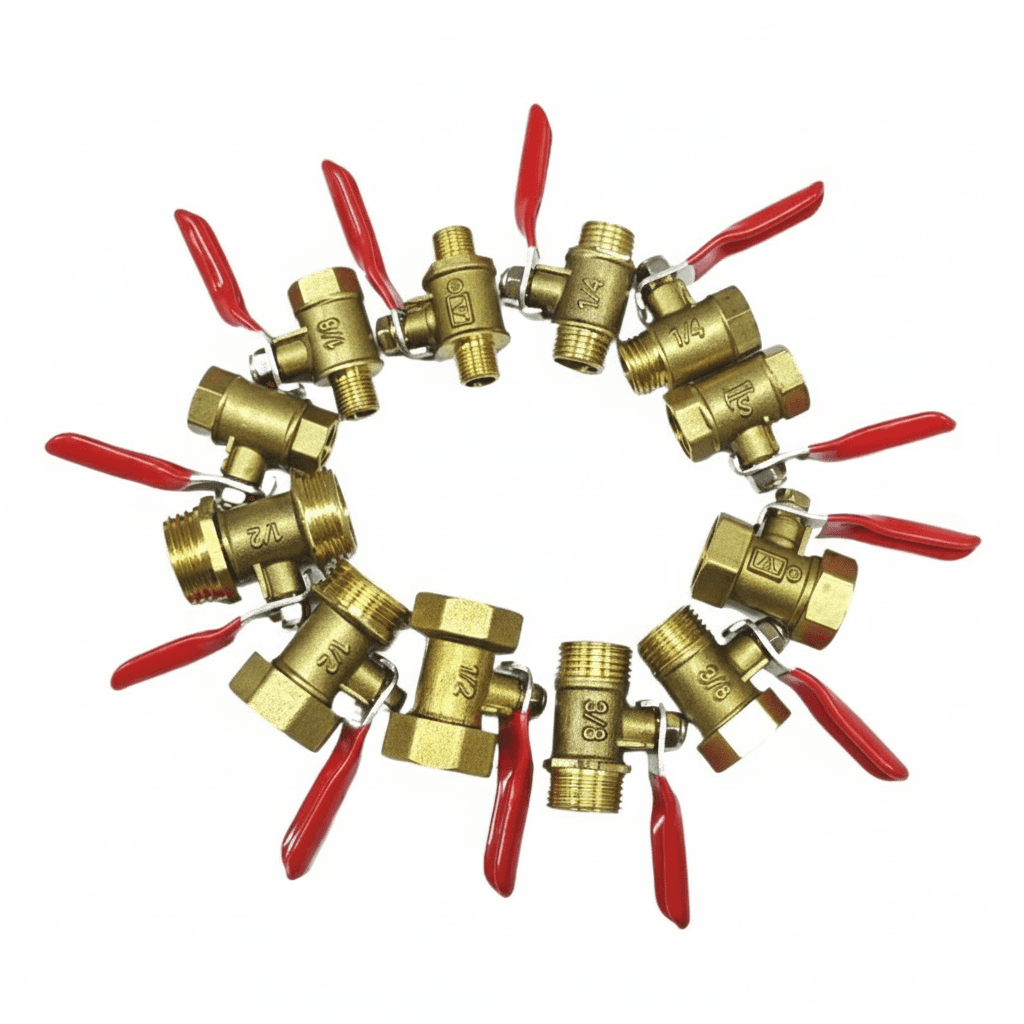 Brass Ball Valve Assortment | F/M Threaded Connectors | Industrial Pipe Fittings