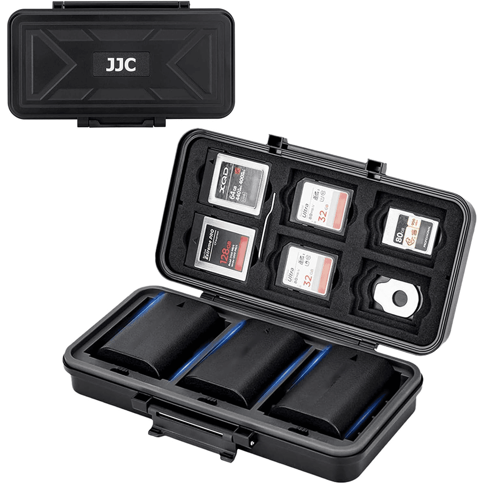 JJC Camera Battery and Memory Card Storage Case, designed for CFexpress card and other media.