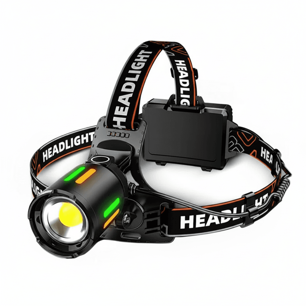Powerful LED Head Torch | Power Display, Rechargeable | Fishing, Camping