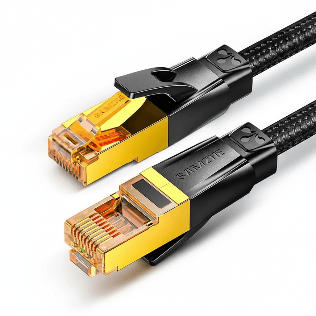 SAMZHE Cat7 Ethernet Cable | 10Gbps Cotton Braided | For Modem, Laptops, PS5, Router