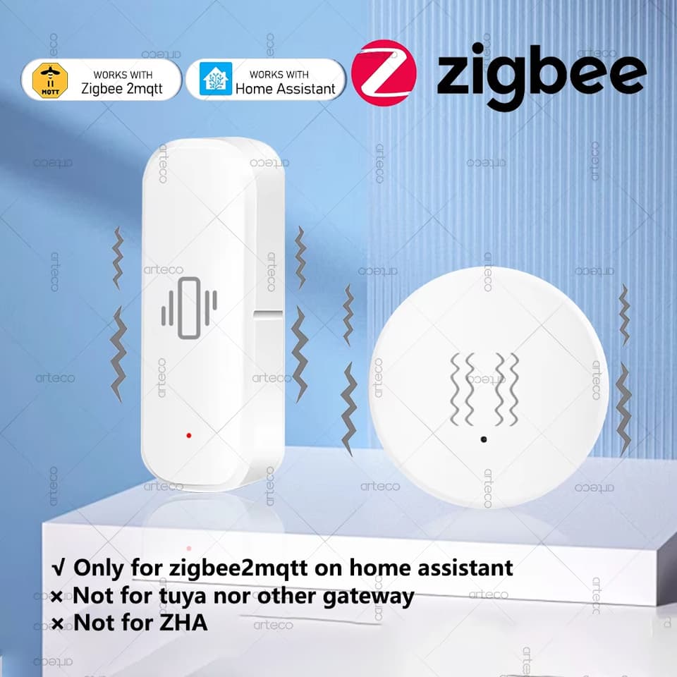 Zigbee vibration tilt sensor with XYZ axis detection for home security, real-time motion and shock alarm.