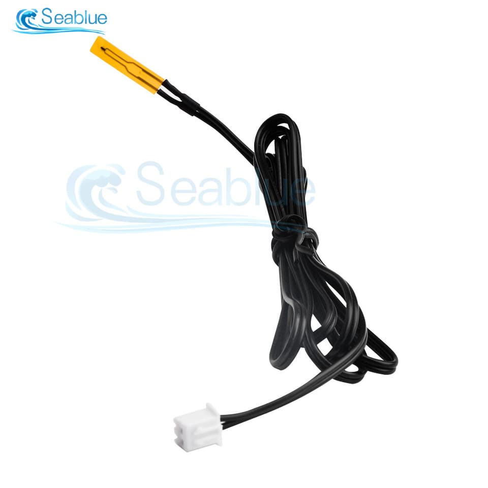 Five 1-meter waterproof thermistor temperature sensors with NTC 10K 3950K thin film probes and XH2.54 terminals.