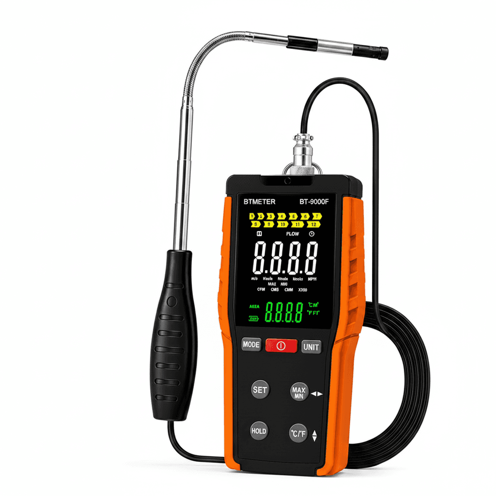 BTMETER 9000F Anemometer, a handheld wind speed meter.